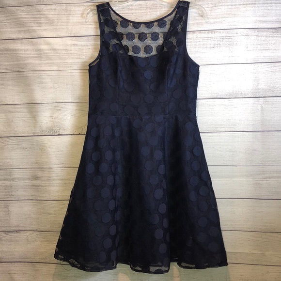 Betsey Johnson Navy Polka Dot Cocktail Dress - Picture 6 of 6
